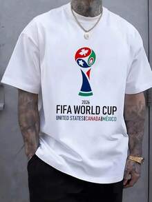 Símbolo del torneo mundial 2026 con formas abstractas en colores que representan la unión cultural entre Estados Unidos Canadá y México Camiseta de hombre 100% algodón cómoda y moderna para aficionados del fútbol - Negro - Ver 6
