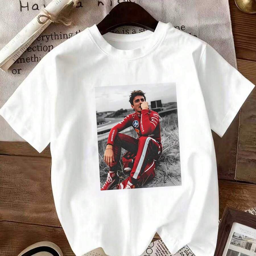 F1 Racing Red Graphic Vintage Streetwear Unisex Oversized Cotton T-Shirt For Leisure, Casual, And Summer Competition - White - View 1