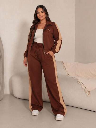 Conjunto Marrant Plus Size Feminino Casual Elegante Calça Pantalona