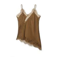 Nueva llegada Camiseta de mujer con decoración de encaje sexy, estilo europeo y americano para el verano - Mostaza Amarilla - Ver 1