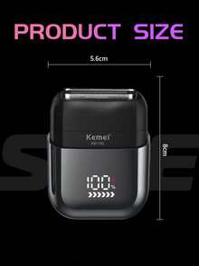 Kemei 1 pieza Afeitadora eléctrica profesional impermeable KM-T82 para hombres, afeitadora facial recíproca compacta y portátil con pantalla digital, recargable por USB, recortadora de barba corta - Negro - Ver 12