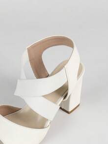 Women's Fashion Versatile Open Toe Chunky Heel Sandals,Summer Shoes - Beige - View 9