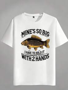 1 Piece, Funny Carp Fishing T-Shirt, Casual Black Duck Print Crew Neck Short Sleeve T-Shirt, Fishing Gift - Perfect For Summer Outdoor Entertainment - 白色 - 查看 8