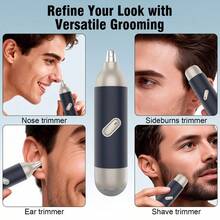 2-In-1 Mini Electric Nose Hair Trimmer With Light, Electric Shaver, Rechargeable Portable Travel Shaver, Unisex Facial Hair Grooming Tool, Perfect Gift For Family, Partner, Friends And Colleagues - Multicolor - View 3