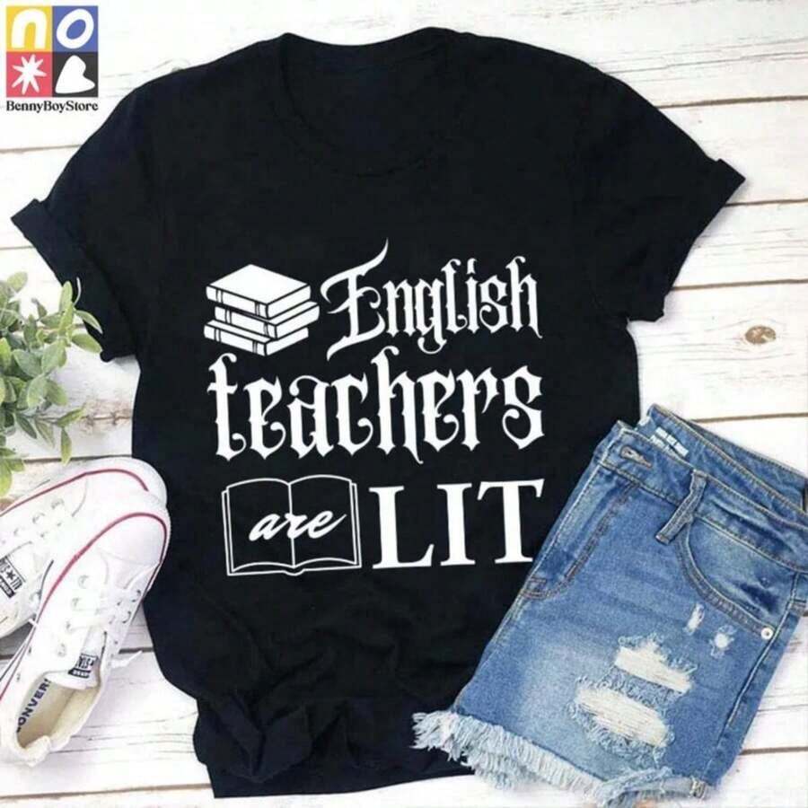 Vintage T-Shirt For English Teachers, Teacherlife T-Shirt, Teacher T-Shirt, Teacher Gift, Literature Teacher T-Shirt. Loose, Casual, And Versatile Y2k T-Shirt. - 白色 - 查看 1
