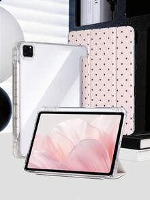 1 chiếc ốp lưng máy tính bảng gấp ba trong suốt bằng acrylic họa tiết chấm bi, tương thích với iPad thế hệ thứ 10/11/10.2/10.5/Air4/Air5/10.9/Pro 11/Air 11 inch (M2)-2024/Pro 11 inch (M4)-2024/ Air 11 inch (M3) 2025/ (A16) 11 inch thế hệ thứ 11 2025 Mini6/Mini7/Air1/Air2/9.7, tích hợp khe cắm bút cảm ứng, mặt lưng acrylic trong suốt cao cấp chống cong vênh, chống trầy xước, chống rơi vỡ, chân đế gấp ba có thể điều chỉnh, nam châm/tự động ngủ & thức, ốp bảo vệ máy tính bảng kiểu dáng tối giản/vui tươi/thường ngày/tươi mới, không bao gồm bút cảm ứng, một số mẫu có khung viền. - Hồng - Xem 2
