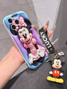 Disney Minnie Mouse Phone Case With Minnie Charm And Minnie Lanyard - Cute Minnie Protective Case With Pink Polka Dot Dress And Gradient Background Design, Equipped With Delicate Minnie Decorative Lanyard And Beaded Bracelet For Easy Carrying, Compatible With IPhone 17, 16, 15, 14, 13, 12, 11 Pro Series, Ideal For Birthdays, Holidays, Anniversaries, Graduation Gifts, Or Any Special Occasion To Surprise Family, Friends, Classmates, And Loved Ones. - 白色 - 查看 6