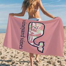 Vineyard Vines 沙滩巾（1条装）- 超柔软速干超细纤维材质，亮粉色设计，适合旅行、泳池、露营和游泳。 - 彩色 - 查看 2