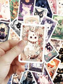 78 piezas Pegatinas de Tarot de Gato para funda de teléfono, cuaderno, patineta, decoración de guitarra, pegatinas autoadhesivas DIY - Tarot del gato - Ver 4