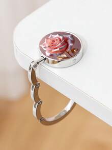 1pc Vintage Floral Round Bag Hanger Portable Foldable Table Purse Hook With Rose Strawberry Ladybug Printed Metal Handbag Holder For Women Gifts Daily Use Storage Organization Desk Accessory - Multicolor - View 15
