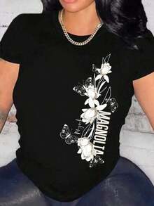 Mexican Basic 2026Camiseta con estampado de camisa casual para mujer, manga corta y cuello redondo, moda urbana local de primavera/verano.cool  New Launch - Negro - Ver 8