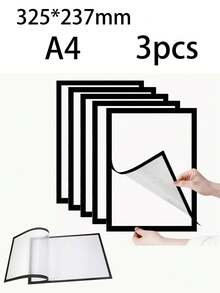 3pcs HUUPRO Magnetic Self-Adhesive Photo Frame - Portable Wall-Mounted Plastic Photo/Document Display Frame, Suitable For Photos, Magnetic Whiteboard, Minimalist Decor - Magnetic Frame, File Folder (No Screws/No Installation Required) - one-size - View 7