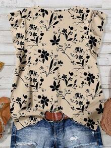 Camisa de mujer casual y minimalista con estampado botánico, adecuada para el verano - Multicolor 4 - Ver 2