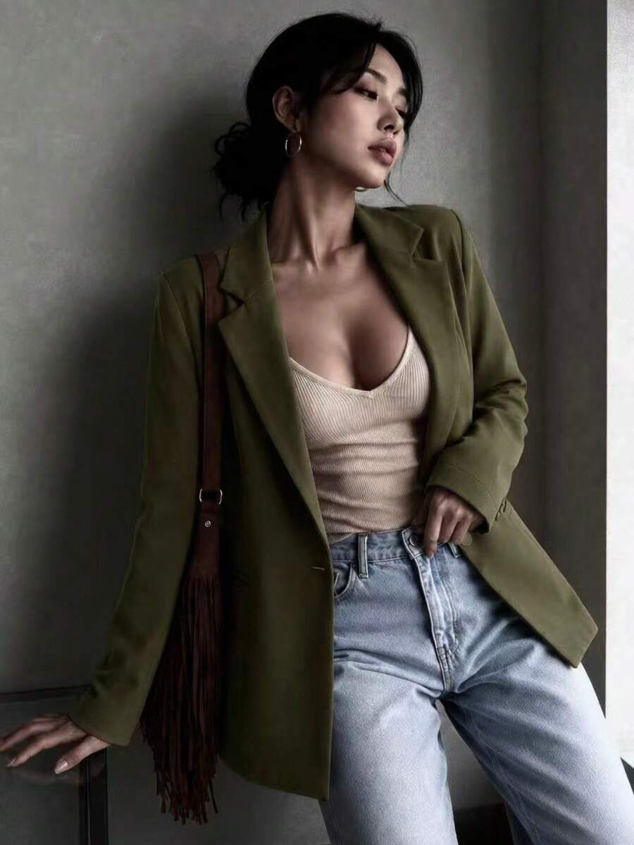 Women Blazers - Green - View 1