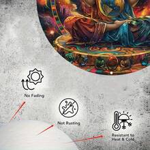 1 Vintage Gaia Earth Meditation Mandala| Aluminum Wall Art, 8.0inch X 8.0inch, Durable, Waterproof, Fade-Resistant, Easy To Install, Suitable For Home Decoration, Meaningful Gift - 1PC - 查看 7