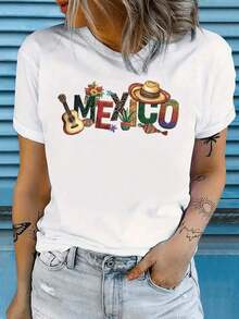 Free LazyCAMISETA DE DAMA CON DISEÑO MEXICO GUITARRA IDEAL PARA LA MODA CASUAL, GYM O VERANO VIVA MEXICOHolidayNigh - Blanco - Ver 5