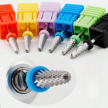 钨钢指甲钻头 4mm 开口头 5 合 1 套装，用于去除指甲死皮、硬茧，锥形，耐用，美甲修脚配件 - 彩色 - 查看 2