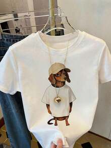 DrmWander Camiseta de mujer, camiseta de manga corta con gráfico de estilo casual de calle, top de verano lindo - Blanco - Ver 5