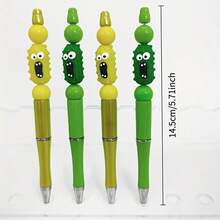 2/4 piezas Bolígrafos con cuentas con diseño de pepino gritando, bolígrafos con cuentas divertidos con diseño de pepinillo, bolígrafos con cuentas como regalo de escritura para estudiantes, estilo aleatorio - Multicolor - Ver 4