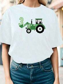 Camisa casual de lino, camiseta 100% algodón lavada, camiseta 100% algodón con estampado de tractor para 3er cumpleaños, camiseta de tractor para niños de 3 años, camisetas de verano para mujer, conjuntos de verano para mujer 2026, camisetas gráficas 2026, sudadera con estampado gráfico, camiseta de manga corta de algodón suelto estilo vintage unisex con cuello redondo, blusas para mujer. blusas.blusas casuales para dama. - Blanco - Ver 1