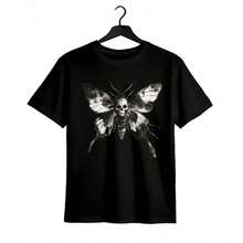 Tops para mujer Casual de Manga Corta para Mujer WXM% Algodón (Estampado de Calavera y Mariposa en Blanco y Negro) - s Estampadas / Tops para Mujer - Casual Negra: Estilo Urbano y Lista para Fiestas - Adecuada para Uso Diario; Manga corta, cuello redondo, corte regular - El regalo perfecto para cumpleaños o días festivos - Negro - Ver 1