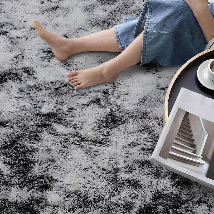Large Soft Fluffy Rugs Living Room Bedroom - Dark Grey - View 1