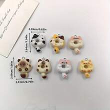 7/14pcs Cute Cartoon Cat Animal Pendant, Resin Charm, Cartoon Cat With Long Tail Design, Jewelry Making Supplies, Adorable Resin Hanging Decor, DIY Earring Materials - Random Mix - Multicolor - View 2