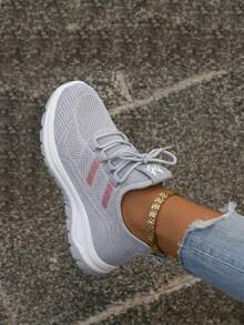 Women's Orthopedic Comfort Slip-On Sneakers - With Arch Support And Skin-Friendly Foam, Breathable Knitted Fabric, All-Day Lightweight Walking Shoes - 灰色 - 查看 4