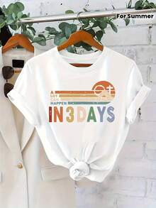 100% Cotton Fitted T-Shirt - Stylish 180g Women's Summer T-Shirt | Crew Neck Design, Slightly Stretchy Fabric, Animal Print. Women's Summer Graphic Tees. Casual Printed T-Shirt For Women, Short Sleeves And Crew Neck, Local Spring/Summer Streetwear. - 白色 - 查看 3