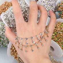 1m Shiny Glass Claw Rhinestone Chain Colorful Beads Pendant Copper Chain Tassel Chain Suitable For Handmade DIY Necklace Bracelet Clothing Decoration Chain - DIY Copper Chain - View 9