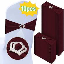 10pcs Chair Back Decorative Bowknot Elastic Bands, Chair Sash With Silver Crown Buckle, Suitable For Wedding Party Christening Chair Decoration - Multicolor - View 20