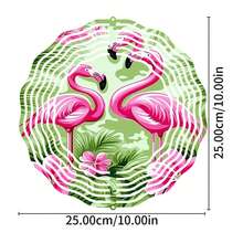 10-Inch Metal Hanging Outdoor Wind Chime With 3D Rotating Flamingo Design, Battery-Free Decoration For Garden, Patio And Windows - A - View 4