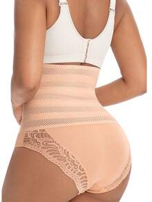 Women's High Waist Butt Lifter Shapewear Panty, Lace Trim & Breathable Mesh Waistband, Invisible Under Clothing, Tummy Control & Hip Shaping For All-Day Comfort - Apricot - View 2
