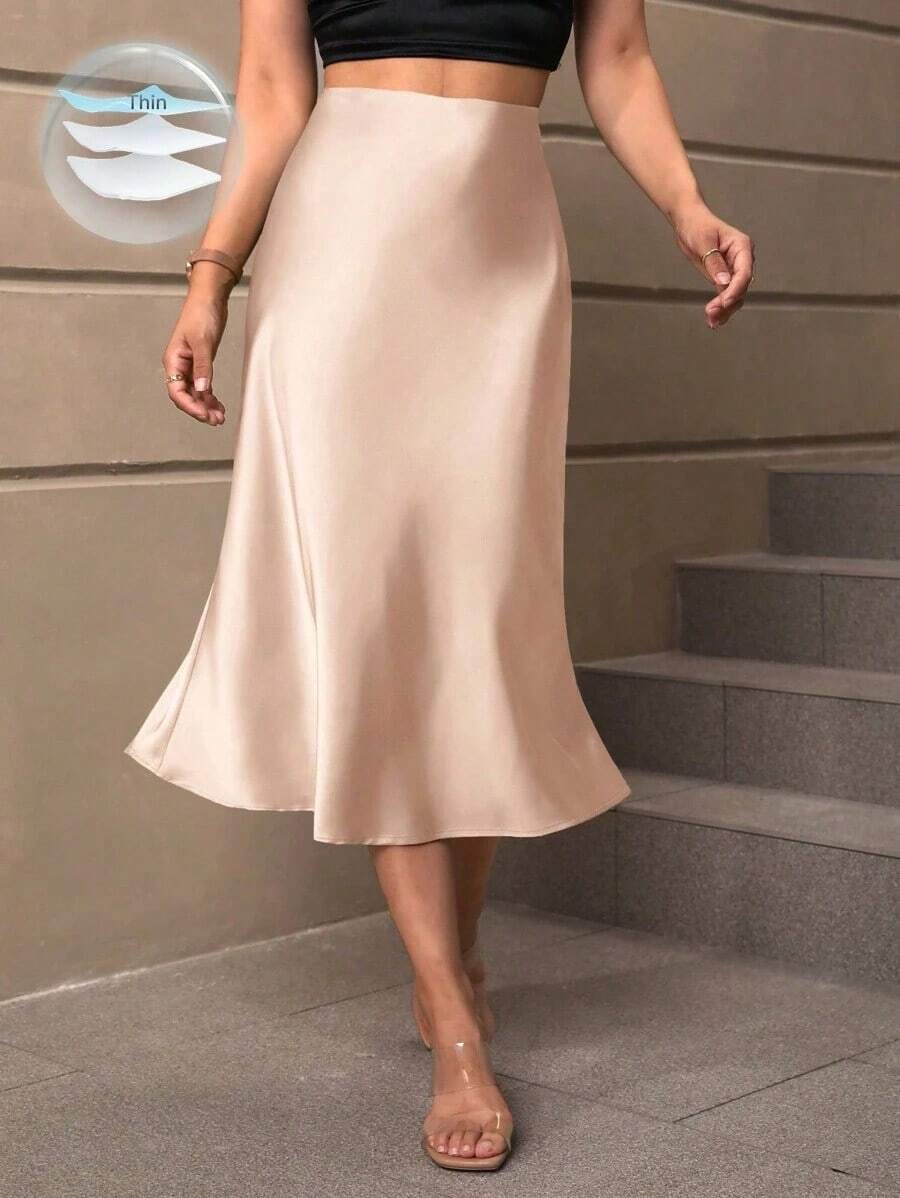 Falda de talle alto unicolor - Albaricoque - Ver 1