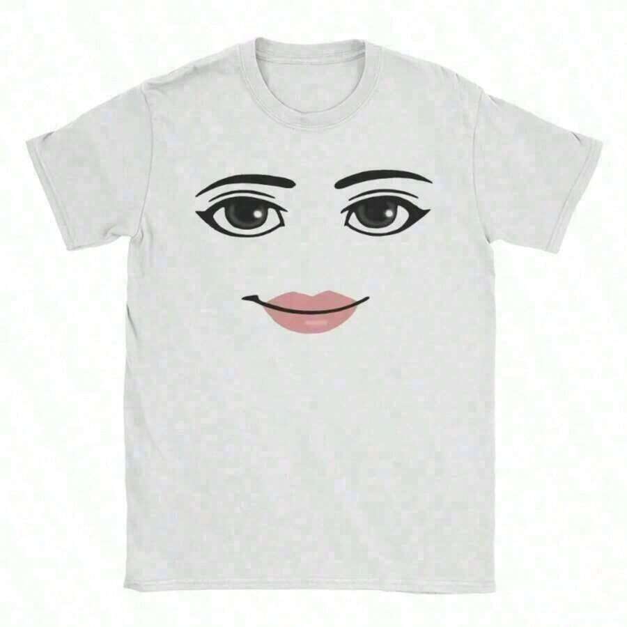 Anime Robot Robloxs Face T-Shirts, Funny Shirt, Graphic Tees, Crew Neck Short Sleeve T-Shirts, Women's Clothing, Harajuku T-Shirts, Tee, Summer Tops, Summer Versatile Tops - Trắng 2 - Xem 1