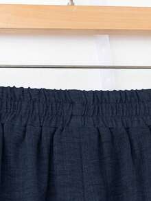 Pantalones casuales de unicolor para mujer, aptos para el verano - Azul - Ver 6