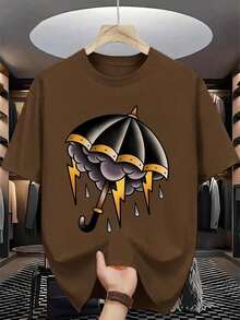 Camiseta Storm Unissex – 100% Algodão 100% Algodão Top Casual Elástico, Tecido Premium, Algodão Premium, Casual, Street.  Primavera / Outono    Ajuste Regular    Nenhum - Marrom - Visão 1