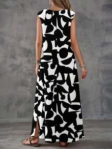 Vestido sin mangas con estampado geométrico para mujer - Multicolor 7 - Ver 2