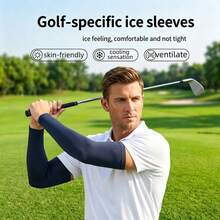 1 Pair Golf Sun Protection Sleeves - Unisex Ice Silk Arm Sleeves For Summer Sports And Outdoor Activities - Cooling & Comfortable Outdoor Sports Arm Sleeves, Suitable For Driving, Fishing, Cycling, Hiking, Running - Dark Grey - View 5