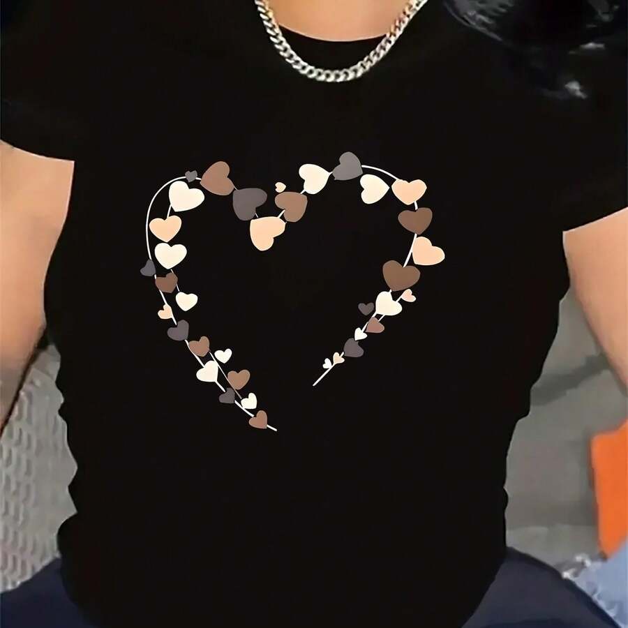 Camiseta para Mujer con Diseño de Cerezas Doradas Brillantes - Negro - Ver 1