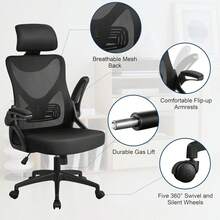 Ergonomic Office Chair, High Back Desk Chair With Headrest And Flip-Up Armrest Lumbar Support For Home Office Meeting Room Study - Style Type as Pic - View 5
