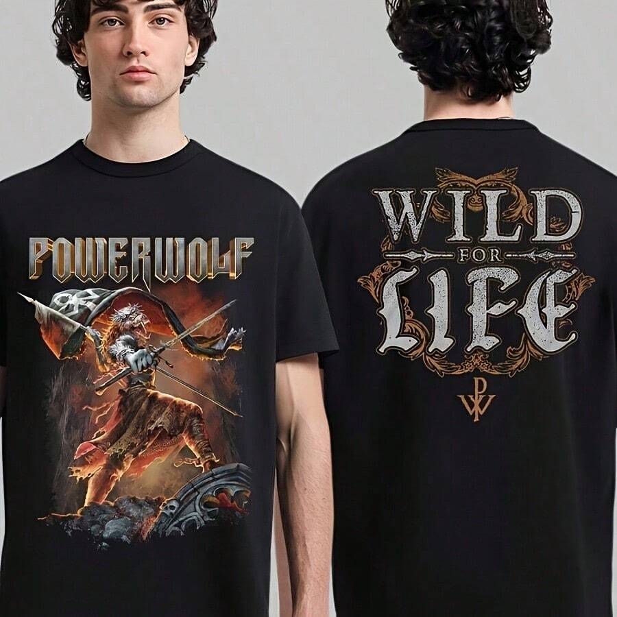 Powerwolf Wild For Life Two Sided Unisex T-Shirt - Black - View 1