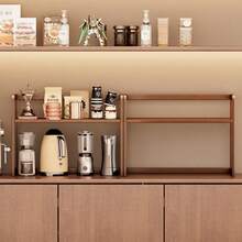 1pc Multifunctional Desktop Storage Rack, Adjustable Height Storage Organizer, Space Saver, Kitchen/Makeup/Book/Spice Rack, Open Shelving Unit - Mocha Brown - View 4