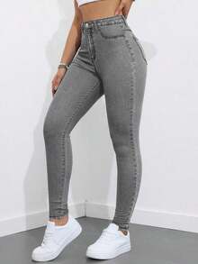 ICON Jeans pitillo sólidos - Gris - Ver 5