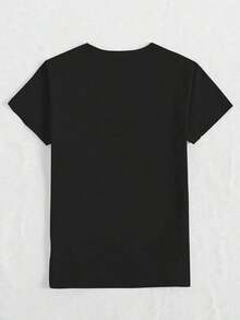 Women's Simple Loose Fit T-Shirt - Modern Style. This Short-Sleeved T-Shirt Features A Round Neck And A Lemon Slice Print. It's  And Cute, Perfect For Young Women. Machine Washable, It's Suitable For Everyday Casual Streetwear, Makes A Great Gift, And Is Ideal For Home, Office, And Other Occasions. This Comfortable, Soft, And Simple Short-Sleeved T-Shirt Is Perfect For Everyday Wear. - 黑色 - 查看 3