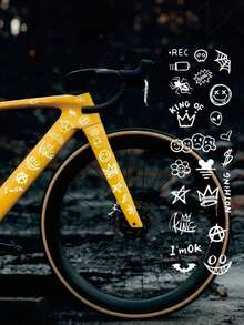 Bicycle Frame Sticker Set | Suitable For Mountain Bikes, Road Bikes, Motorcycles And Cars (Decorative) - Cartoon Pattern Design, High Gloss PVC Material, Self-Adhesive - A - View 3