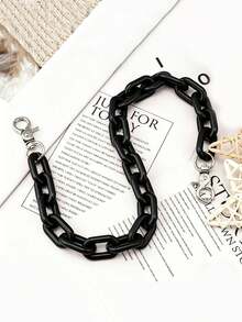 1pc Men's Metal Chain With Star Pendant Hollow Decoration Pants Chain - Black - View 2