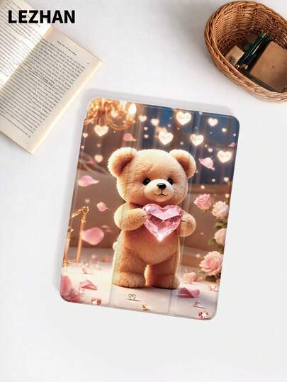 1 chiếc ốp bảo vệ máy tính bảng in hình gấu dễ thương, tương thích với iPad 10.2", Pro 11" 2021/2020/thế hệ thứ 10, Mini 4/5/6, Galaxy Tab A8 10.5" 2022, Matepad 10.4"/Tab, có khe cắm bút cảm ứng, chống rơi, kiêm giá đỡ máy tính bảng.