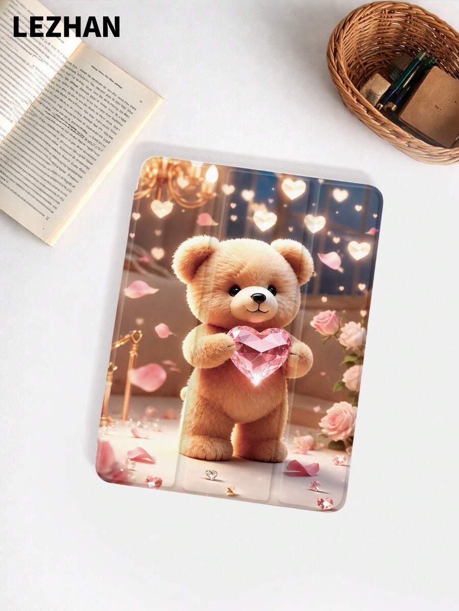 1 chiếc ốp bảo vệ máy tính bảng in hình gấu dễ thương, tương thích với iPad 10.2", Pro 11" 2021/2020/thế hệ thứ 10, Mini 4/5/6, Galaxy Tab A8 10.5" 2022, Matepad 10.4"/Tab, có khe cắm bút cảm ứng, chống rơi, kiêm giá đỡ máy tính bảng.
