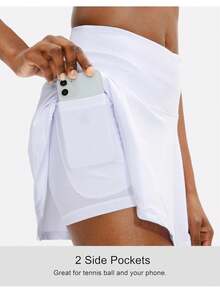 High-Waisted Golf Skirt For Women, Pleated Design With Functional Back Pocket, Perfect For Tennis, Casual Wear, Available In Various Colors - 白色 - 查看 2